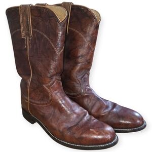 ☆Justin Boots Brown Leather Cowboy Boots☆